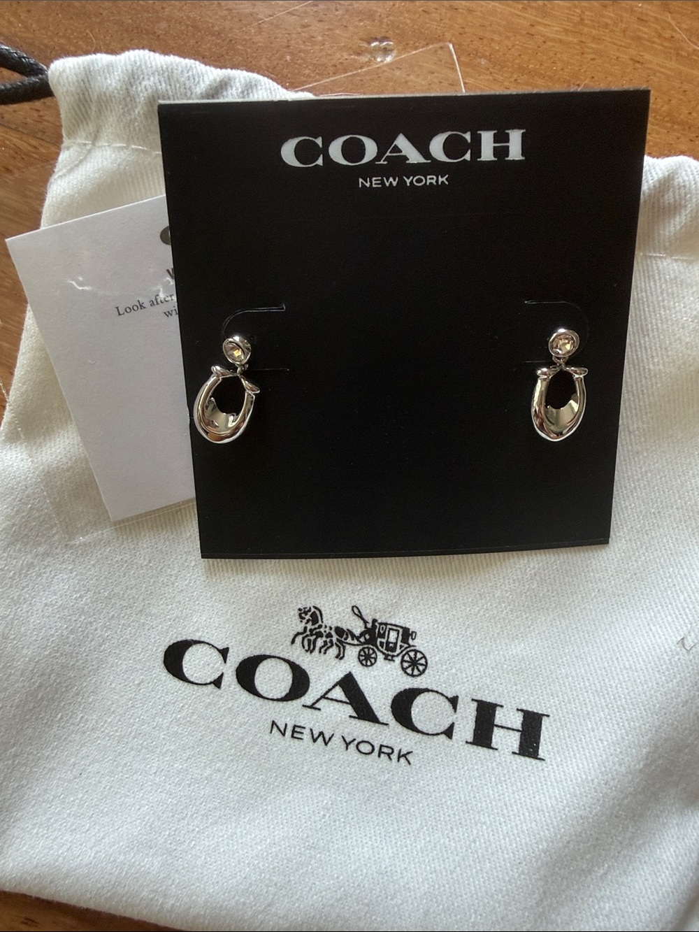 NWT COACH Sterling Silver Horseshoe Earrings